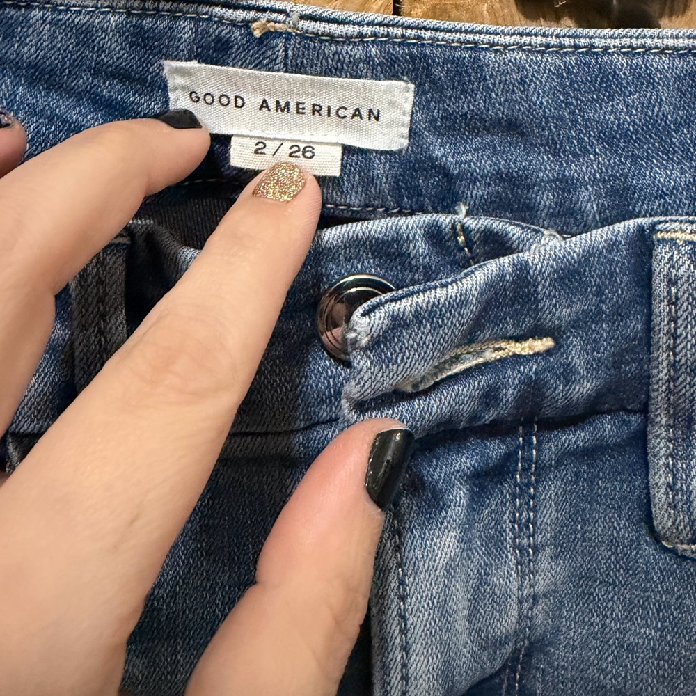 Good American cropped distress denim #45